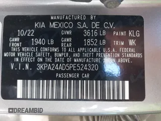 2023 Kia Rio S with VIN 3KPA24AD5PE524320, listed as a IAAI auction lot 41881897 with 48,615 mi miles. Bid and sale history available at carsss.com. Image 9.
