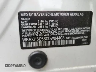 2012 BMW 5 Series 528i xDrive with VIN WBAXH5C58CDW04403, listed as a Copart auction lot 47270655 with Not Provided miles and Salvage Title. Bid and sale history available at DreamBid. Image 12.