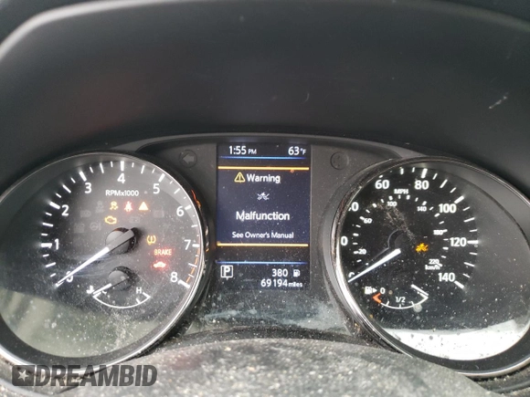 2018 Nissan Rogue SV with VIN KNMAT2MT4JP604171, listed as a Copart auction lot 54555375 with 69,194 mi miles and Salvage Title. Bid and sale history available at DreamBid. Image 9.