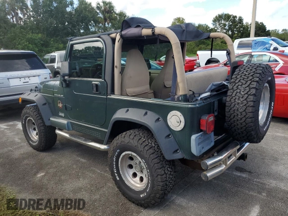2002 Jeep Wrangler Sahara with VIN 1J4FA59S12P766719, listed as a Copart auction lot 74331964 with 128,881 mi miles and Non Repairable. Bid and sale history available at carsss.com. Image 2.