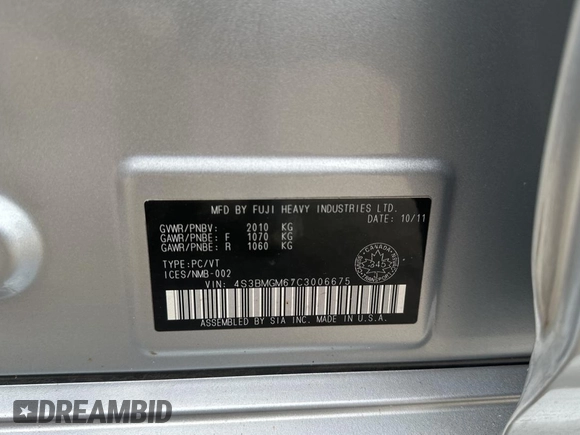 2012 Subaru Legacy Limited with VIN 4S3BMGM67C3006675, listed as a Copart auction lot 62229655 with 173,000 mi miles and Clean title. Bid and sale history available at DreamBid. Image 10.