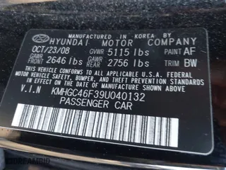 2009 Hyundai Genesis with VIN KMHGC46F39U040132, listed as a IAAI auction lot 42018114 with 111,625 mi miles. Bid and sale history available at carsss.com. Image 9.