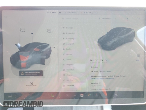 2024 Tesla Model Y z VIN 7SAYGDED4RF126610, wystawiony jako Copart lot #61455825 z przebiegiem 19 049 mil mil oraz Czysty tytuł • Clean title. Historia ofert i sprzedaży dostępna na DreamBid. Obrazek 9.