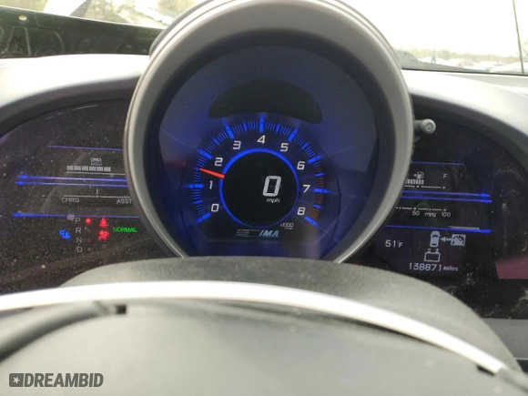 2011 Honda CR-Z EX with VIN JHMZF1D6XBS015329, listed as a Copart auction lot 52505465 with 138,871 mi miles and Salvage Title. Bid and sale history available at carsss.com. Image 9.