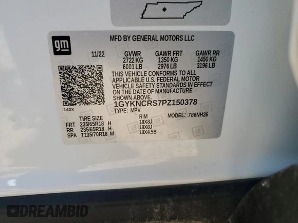 2023 Cadillac XT5 FWD Premium Luxury with VIN 1GYKNCRS7PZ150378, listed as a Copart auction lot 84757014 with 21,631 mi miles and Salvage Title. Bid and sale history available at carsss.com. Image 13.