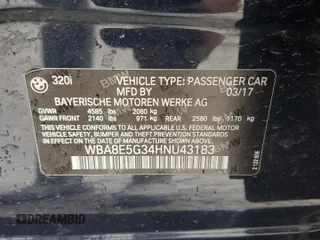 2017 BMW 3 Series 320i xDrive z VIN WBA8E5G34HNU43183, wystawiony jako Copart lot #58128305 z przebiegiem 101 855 mil mil oraz Szkoda całkowita • Salvage title. Historia ofert i sprzedaży dostępna na DreamBid. Obrazek 12.