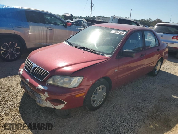 2003 Mitsubishi Lancer ES with VIN JA3AJ26E43U065588, listed as a Copart auction lot 77597304 with 108,665 mi miles and Salvage Title. Bid and sale history available at carsss.com. Image 1.