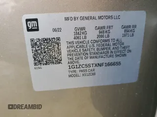 2022 Chevrolet Malibu LS with VIN 1G1ZC5STXNF166655, listed as a Copart auction lot 52915545 with 63,202 mi miles and Clean Title. Bid and sale history available at DreamBid. Image 13.