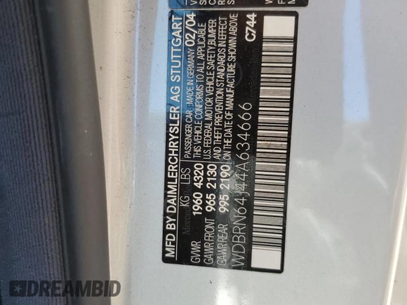 2004 Mercedes-Benz C z VIN WDBRN64J44A634666, wystawiony jako Copart lot #65085215 z przebiegiem 106 079 mil mil oraz Szkoda całkowita • Salvage title. Historia ofert i sprzedaży dostępna na DreamBid. Obrazek 12.