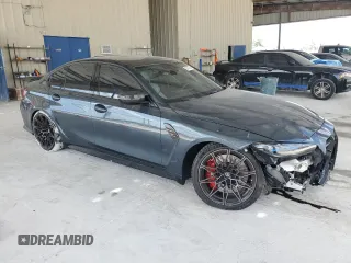 2024 BMW M3 Competition xDrive with VIN WBS43AY01RFS01430, listed as a Copart auction lot 53973245 with 6,584 mi miles and Salvage title. Bid and sale history available at DreamBid. Image 4.