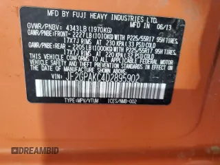 2013 Subaru Crosstrek Limited с VIN JF2GPAKC4D2895902, выставлен на аукционе Copart как лот 57108775 с пробегом Не указан миль и Списание • Salvage title. История ставок и продаж доступна на DreamBid. Изображение 14.
