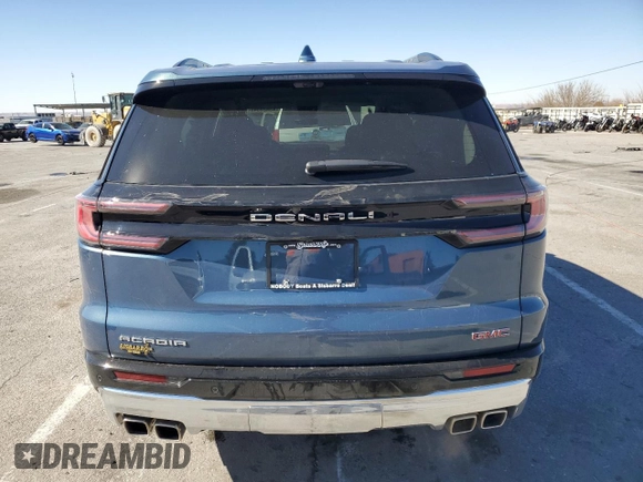 2025 GMC Acadia FWD Denali z VIN 1GKENLRS4SJ133150, wystawiony jako Copart lot #43420345 z przebiegiem 607 mil mil oraz Szkoda całkowita • Salvage title. Historia ofert i sprzedaży dostępna na DreamBid. Obrazek 6.