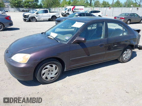 2001 Honda Civic EX with VIN 2HGES26791H539070, listed as a IAAI auction lot 42125336 with 281,311 mi miles. Bid and sale history available at carsss.com. Image 2.
