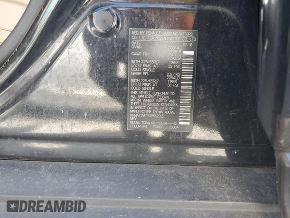 2016 Nissan Rogue SV with VIN KNMAT2MT7GP662915, listed as a Copart auction lot 51901305 with 169,129 mi miles and Salvage Title. Bid and sale history available at DreamBid. Image 16.