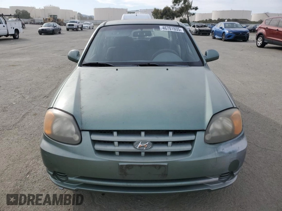2004 Hyundai Accent GL with VIN KMHCG45C14U540938, listed as a Copart auction lot 46701935 with 71,891 mi miles and Salvage Title. Bid and sale history available at carsss.com. Image 5.