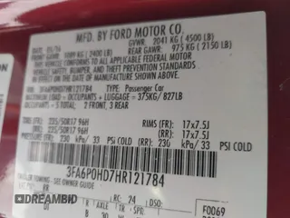 2017 Ford Fusion SE с VIN 3FA6P0HD7HR121784, выставлен на аукционе IAAI как лот 42124603 с пробегом 152 324 миль миль и . История ставок и продаж доступна на DreamBid. Изображение 9.
