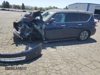 2020 Infiniti QX80 Luxe z VIN JN8AZ2NE1L9252855, wystawiony jako Copart lot #60577785 z przebiegiem 81 276 mil mil oraz Szkoda całkowita • Salvage title. Historia ofert i sprzedaży dostępna na DreamBid. Obrazek 1.