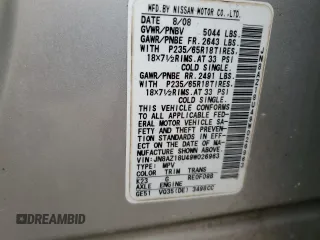 2009 Nissan Murano S z VIN JN8AZ18U49W026963, wystawiony jako Copart lot #53431745 z przebiegiem 115 254 mil mil oraz Szkody całkowita. Historia ofert i sprzedaży dostępna na DreamBid. Obrazek 14.