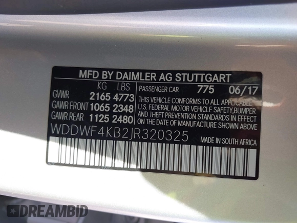 2018 Mercedes-Benz C C 300 with VIN WDDWF4KB2JR320325, listed as a IAAI auction lot 40359181 with 58,522 mi miles. Bid and sale history available at carsss.com. Image 9.