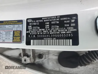 2016 Kia Optima EX z VIN 5XXGU4L39GG005285, wystawiony jako Copart lot #63778415 z przebiegiem 120 705 mil mil oraz Czysty tytuł • Clean title. Historia ofert i sprzedaży dostępna na DreamBid. Obrazek 12.