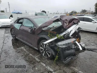2024 Lucid Air Pure with VIN 50EA1PGA4RA009036, listed as a Copart auction lot 45350475 with 0 mi miles and Salvage Title. Bid and sale history available at carsss.com. Image 4.