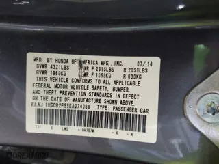 2014 Honda Accord Sedan Sport with VIN 1HGCR2F55EA274069, listed as a IAAI auction lot 41073955 with 146,525 mi miles. Bid and sale history available at carsss.com. Image 9.