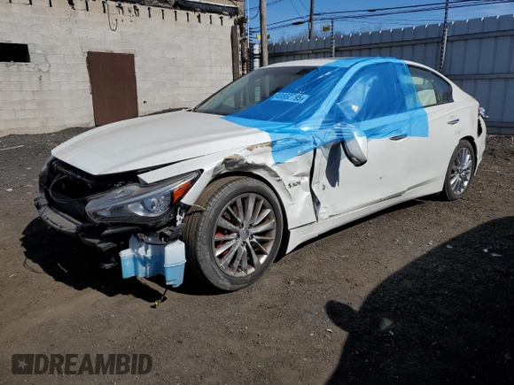 2017 Infiniti Q50 Red Sport 400 with VIN JN1FV7AR9HM870161, listed as a Copart auction lot 48852795 with 68,890 mi miles and Salvage title. Bid and sale history available at DreamBid. Image 1.