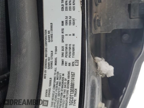 2008 Chevrolet Colorado 2LT z VIN 1GCDT13E888114167, wystawiony jako Copart lot #88915915 z przebiegiem 120 717 mil mil oraz Czysty tytuł • Clean title. Historia ofert i sprzedaży dostępna na DreamBid. Obrazek 12.