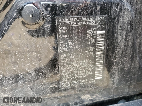 2015 Nissan Rogue S with VIN KNMAT2MV0FP583098, listed as a Copart auction lot 51582475 with 75,557 mi miles and Salvage Title. Bid and sale history available at DreamBid. Image 12.
