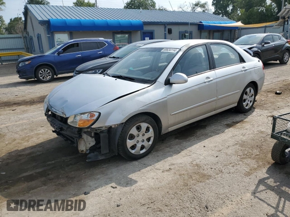 2008 Kia Spectra EX with VIN KNAFE121585511576, listed as a Copart auction lot 68634114 with 123,375 mi miles and Salvage Title. Bid and sale history available at carsss.com. Image 1.