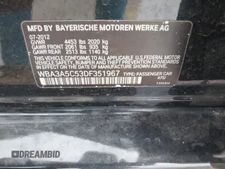 2013 BMW 3 Series 328i with VIN WBA3A5C53DF351967, listed as a IAAI auction lot 42025391 with 127,108 mi miles and . Bid and sale history available at carsss.com. Image 9.