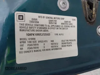 1996 GMC Suburban z VIN 1GKFK16ROTJ725925, wystawiony jako IAAI lot #42244433 z przebiegiem 123 837 mil mil oraz . Historia ofert i sprzedaży dostępna na DreamBid. Obrazek 9.