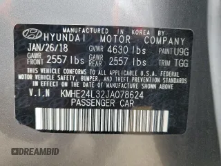 2018 Hyundai Sonata Hybrid SE with VIN KMHE24L32JA078624, listed as a Copart auction lot 49374195 with 73,295 mi miles and Salvage Title. Bid and sale history available at carsss.com. Image 12.
