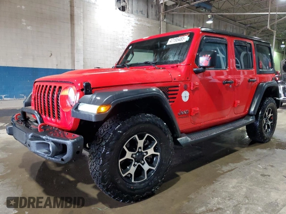 2021 Jeep Wrangler Unlimited Rubicon with VIN 1C4HJXFG4MW534666, listed as a Copart auction lot 47195485 with 7,092 mi miles and Salvage Title. Bid and sale history available at carsss.com. Image 1.