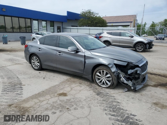 2015 Infiniti Q50 with VIN JN1BV7AP7FM355170, listed as a Copart auction lot 57448855 with 207,871 mi miles and Salvage title. Bid and sale history available at DreamBid. Image 4.