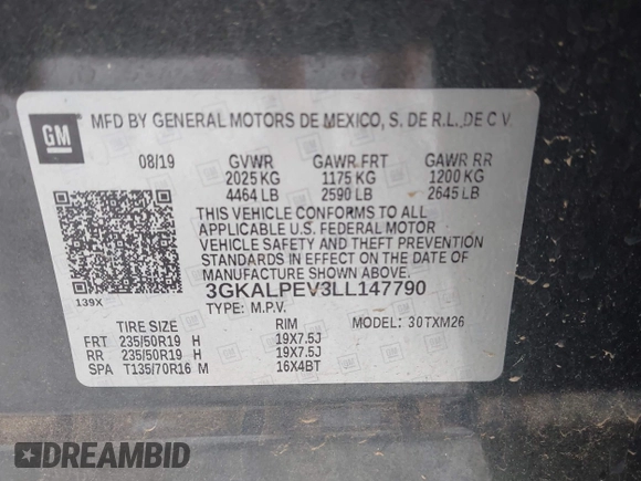 2020 GMC Terrain SLT с VIN 3GKALPEV3LL147790, выставлен на аукционе IAAI как лот 41908939 с пробегом 79 635 миль миль и . История ставок и продаж доступна на DreamBid. Изображение 9.