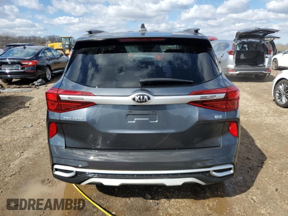 2021 Kia Seltos EX with VIN KNDERCAA9M7213448, listed as a Copart auction lot 49551385 with 58,771 mi miles and Salvage Title. Bid and sale history available at carsss.com. Image 6.
