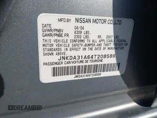 2004 Infiniti I35 with VIN JNKDA31A64T208586, listed as a IAAI auction lot 41678870 with 105,499 mi miles. Bid and sale history available at carsss.com. Image 9.