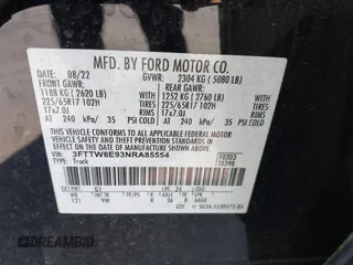 2022 Ford Maverick XL z VIN 3FTTW8E93NRA85554, wystawiony jako IAAI lot #42167925 z przebiegiem 27 192 mil mil oraz . Historia ofert i sprzedaży dostępna na DreamBid. Obrazek 9.