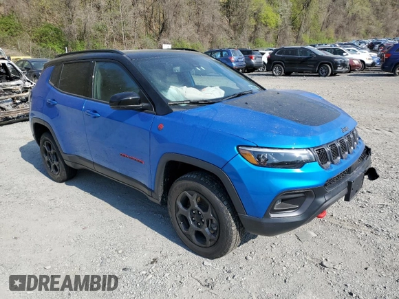 2023 Jeep Compass Trailhawk with VIN 3C4NJDDN2PT510783, listed as a Copart auction lot 54378135 with 17,361 mi miles and Salvage title. Bid and sale history available at DreamBid. Image 4.