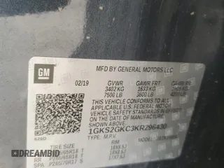 2019 GMC Yukon XL SLT with VIN 1GKS2GKC3KR296430, listed as a Copart auction lot 49179235 with 41,647 mi miles and Salvage title. Bid and sale history available at DreamBid. Image 13.