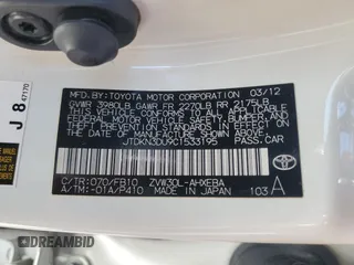 2012 Toyota Prius One with VIN JTDKN3DU9C1533195, listed as a Copart auction lot 52617625 with 159,480 mi miles and Clean Title. Bid and sale history available at carsss.com. Image 12.