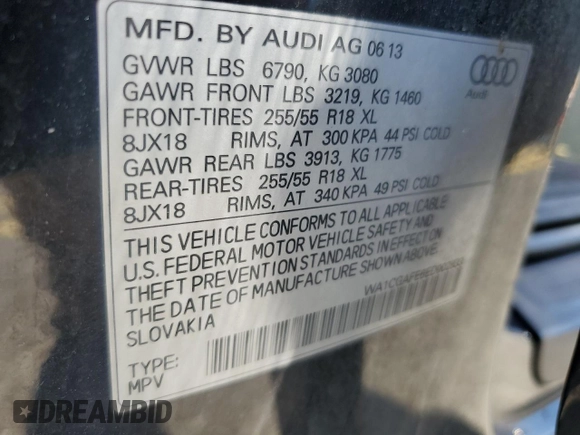 2014 Audi Q7 3.0T Premium with VIN WA1CGAFE6ED002833, listed as a Copart auction lot 70429994 with 153,158 mi miles and Salvage Title. Bid and sale history available at carsss.com. Image 14.