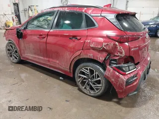 2022 Hyundai Kona N Line with VIN KM8K3CA39NU771109, listed as a IAAI auction lot 41509985 with 21,231 mi miles. Bid and sale history available at carsss.com. Image 3.