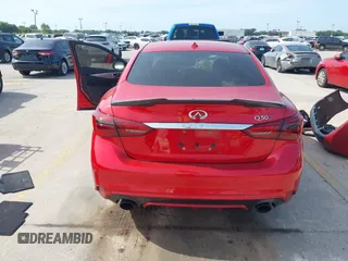 2018 Infiniti Q50 Red Sport 400 with VIN JN1FV7AP2JM460824, listed as a IAAI auction lot 42077854 with 91,062 mi miles and . Bid and sale history available at DreamBid. Image 16.