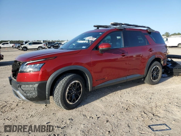 2023 Nissan Pathfinder Rock Creek with VIN 5N1DR3BD7PC219423, listed as a Copart auction lot 47657865 with 47,187 mi miles and Salvage title. Bid and sale history available at DreamBid. Image 1.