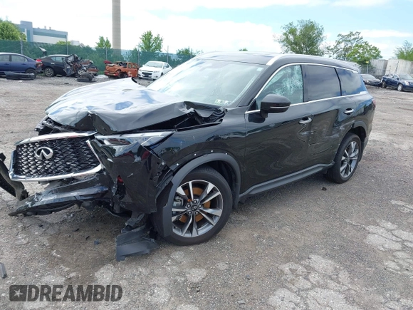 2024 Infiniti QX60 Luxe with VIN 5N1DL1FS1RC335847, listed as a IAAI auction lot 42255354 with 12,219 mi miles and . Bid and sale history available at DreamBid. Image 2.
