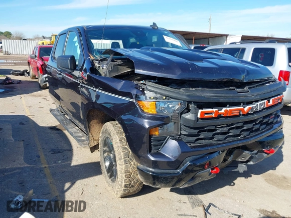 2022 Chevrolet Silverado 1500 Custom Trail Boss with VIN 3GCPDCEK9NG608262, listed as a IAAI auction lot 41317046 with 1 mi miles. Bid and sale history available at carsss.com. Image 1.