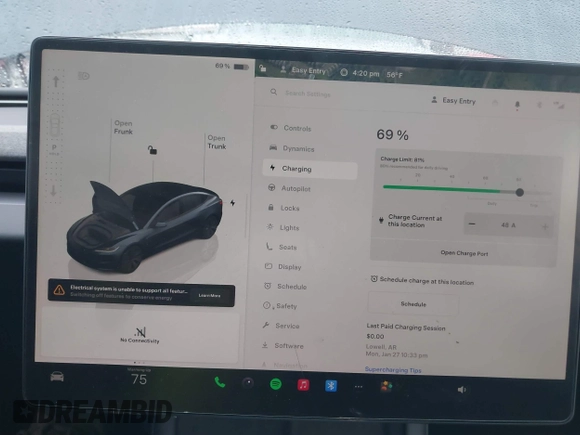 2025 Tesla Model 3 Long Range with VIN 5YJ3E1EA5SF911256, listed as a IAAI auction lot 41509976 with 1,806 mi miles. Bid and sale history available at carsss.com. Image 16.