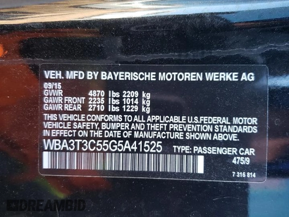 2016 BMW 4 Series 435i with VIN WBA3T3C55G5A41525, listed as a Copart auction lot 85634234 with 107,004 mi miles and Salvage title. Bid and sale history available at DreamBid. Image 12.